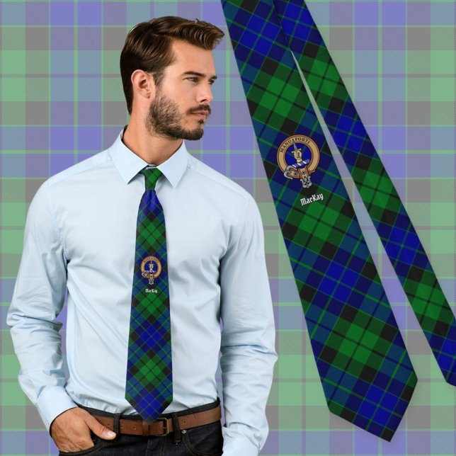 Clan MacKay Crest over Tartan Neck Tie (Creator Uploaded)