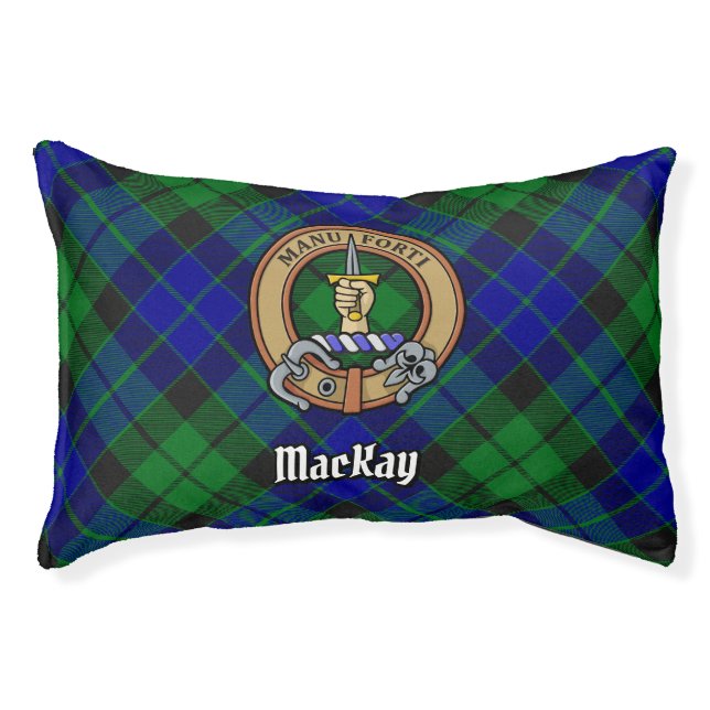 Clan MacKay Crest over Tartan Pet Bed (Front)