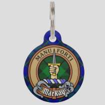 Clan MacKay Crest over Tartan Pet ID Tag