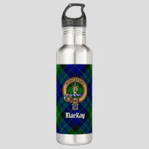 Clan MacKay Crest over Tartan Stainless Steel Water Bottle