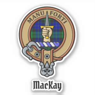 Clan MacKay Crest over Tartan Sticker