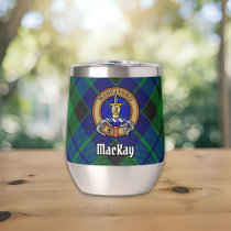 Clan MacKay Crest over Tartan Thermal Wine Tumbler