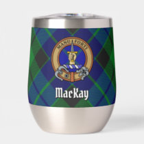 Clan MacKay Crest over Tartan Thermal Wine Tumbler