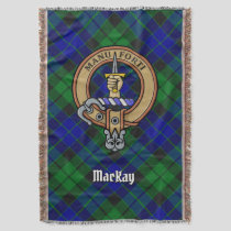 Clan MacKay Crest over Tartan Throw Blanket