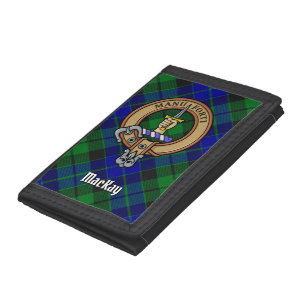Clan MacKay Crest over Tartan Trifold Wallet