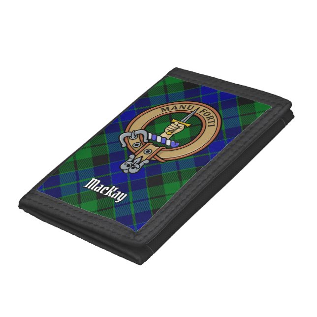 Clan MacKay Crest over Tartan Trifold Wallet (Bottom)