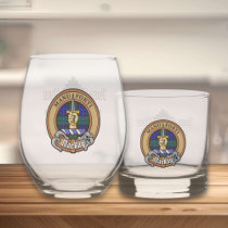 Clan MacKay Crest over Tartan Whiskey Glass