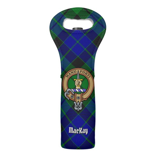 Clan MacKay Crest over Tartan Wine Bag (Front)