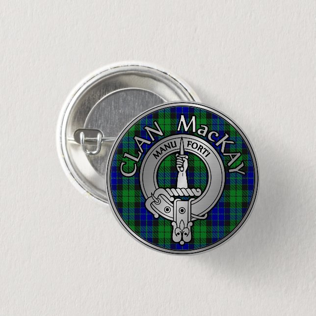 Clan MacKay Crest & Tartan Button (Front & Back)