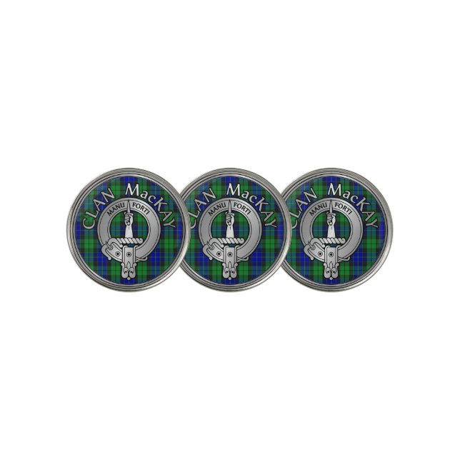 Clan MacKay Crest & Tartan Golf Ball Marker (3 Up)