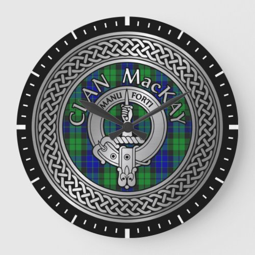 Clan MacKay Crest  Tartan Knot Large Clock