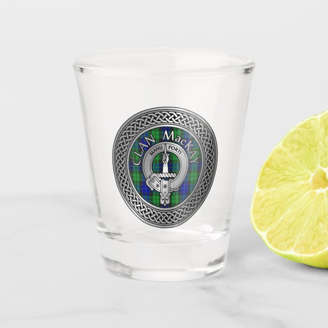 Clan MacKay Crest & Tartan Knot Shot Glass (Front)