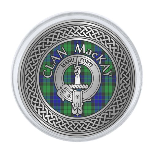 Clan MacKay Crest  Tartan Knot Silver Finish Lapel Pin