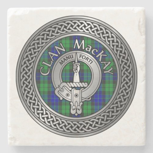 Clan MacKay Crest  Tartan Knot Stone Coaster