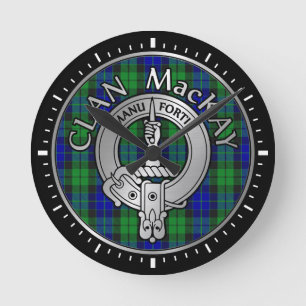 Clan MacKay Crest & Tartan Round Clock