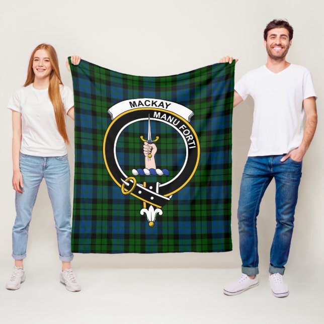 Clan MacKay Modern Tartan Plaid Fleece Blanket (In Situ)