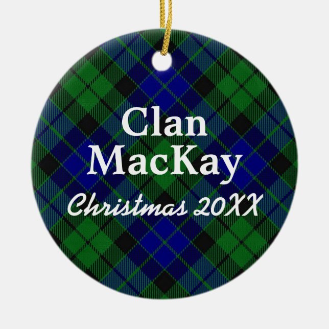 Clan MacKay Scottish Tartan Ceramic Ornament (Front)