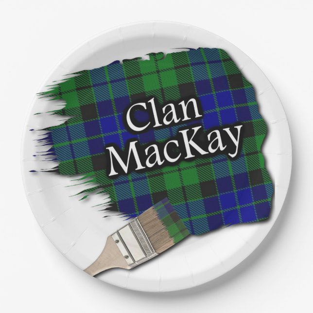 Clan MacKay Scottish Tartan Paint Brush Paper Plates (Front)