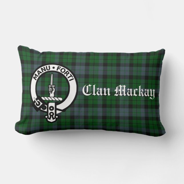Clan Mackay Tartan Crest Lumbar Pillow (Front)