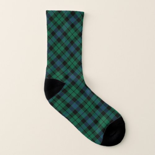 Clan MacKay Tartan Green and Blue Scottish Plaid Socks