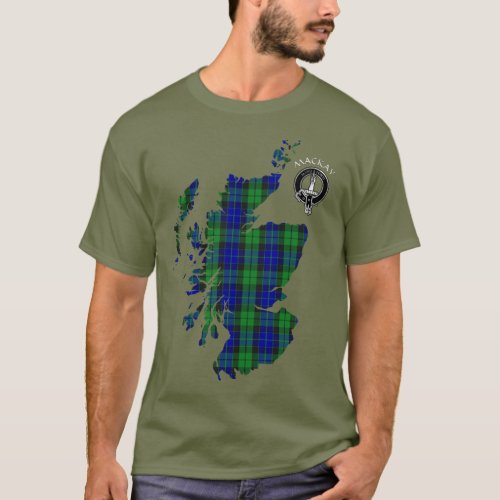 Clan MacKay Tartan Map  Crest T_Shirt