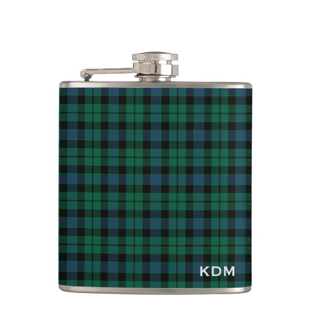 Clan MacKay Tartan Monogram Flask (Front)