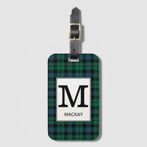 Clan MacKay Tartan Monogrammed Luggage Tag