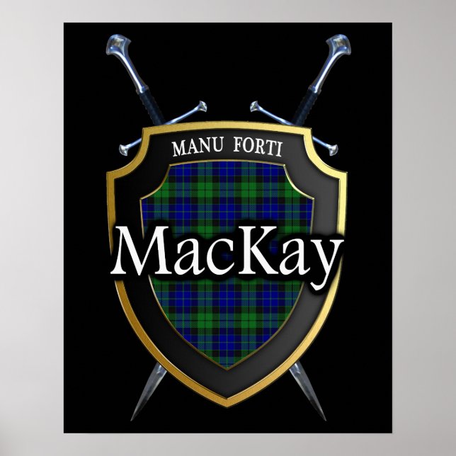 Clan MacKay Tartan Scottish Shield & Swords Poster (Front)
