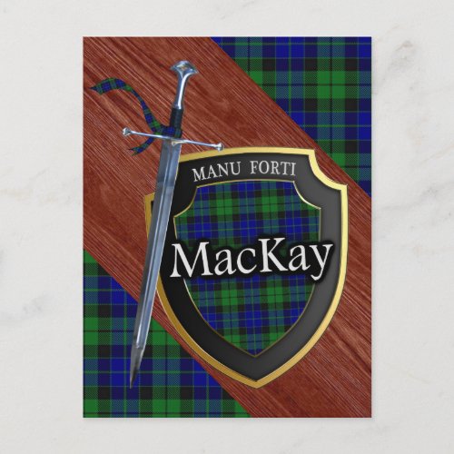 Clan MacKay Tartan Sword  Shield Postcard