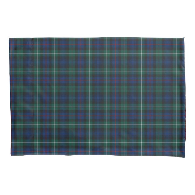 Clan Mackenzie Blue and Green Scottish Plaid Pillow Case (Front)