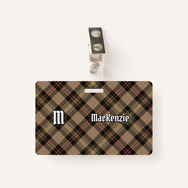 Clan MacKenzie Brown Hunting Tartan Badge (Front with Clip)