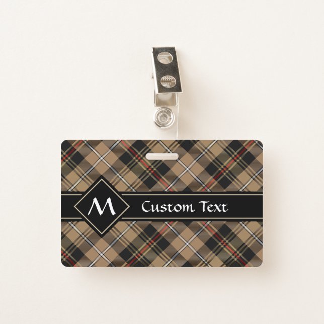 Clan MacKenzie Brown Hunting Tartan Badge (Front with Clip)