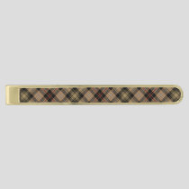 Clan MacKenzie Brown Hunting Tartan Gold Finish Tie Bar