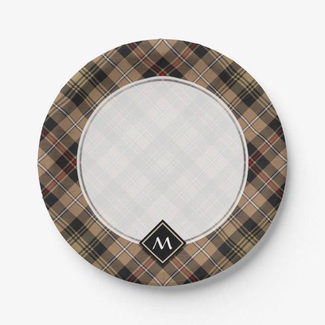 Clan MacKenzie Brown Hunting Tartan Paper Plates (Front)