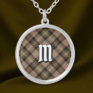 Clan MacKenzie Brown Hunting Tartan Silver Plated Necklace