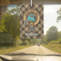 Clan MacKenzie Crest over Brown Hunting Tartan Air Freshener