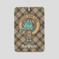 Clan MacKenzie Crest over Brown Hunting Tartan Air Freshener