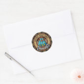 Clan MacKenzie Crest over Brown Hunting Tartan Classic Round Sticker (Envelope)