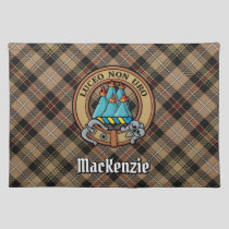 Clan MacKenzie Crest over Brown Hunting Tartan Cloth Placemat