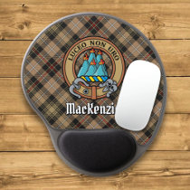 Clan MacKenzie Crest over Brown Hunting Tartan Gel Mouse Pad