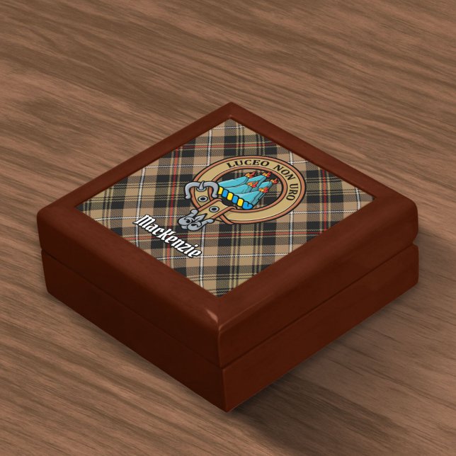 Clan MacKenzie Crest over Brown Hunting Tartan Gift Box (Creator Uploaded)