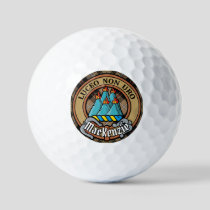 Clan MacKenzie Crest over Brown Hunting Tartan Golf Balls