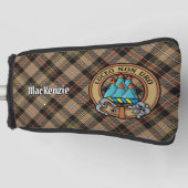 Clan MacKenzie Crest over Brown Hunting Tartan Golf Head Cover (Front)