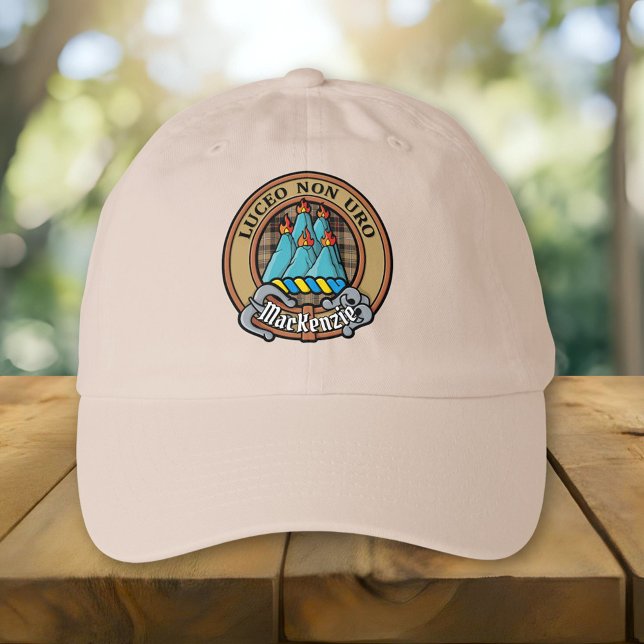 Clan MacKenzie Crest over Brown Hunting Tartan Hat (Creator Uploaded)