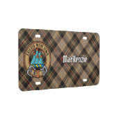 Clan MacKenzie Crest over Brown Hunting Tartan License Plate (Right)
