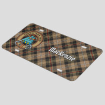 Clan MacKenzie Crest over Brown Hunting Tartan License Plate