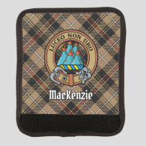 Clan MacKenzie Crest over Brown Hunting Tartan Luggage Handle Wrap
