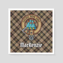 Clan MacKenzie Crest over Brown Hunting Tartan Napkins