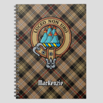 Clan MacKenzie Crest over Brown Hunting Tartan Notebook