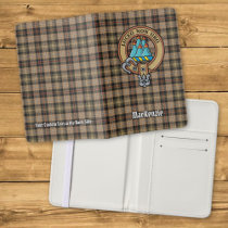 Clan MacKenzie Crest over Brown Hunting Tartan Passport Holder